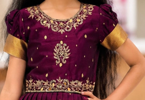Wine colour authentic PATTU LEHENGA