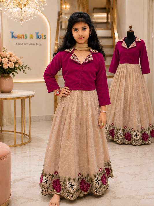 Champagne & Velvet Bloom Lehenga